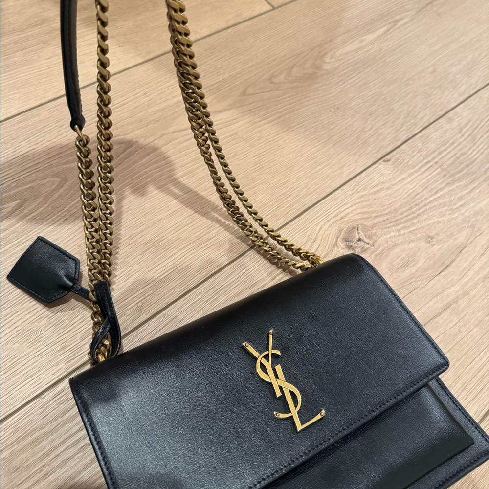 Yves Saint Laurent Black Crossbody with Gold Chain